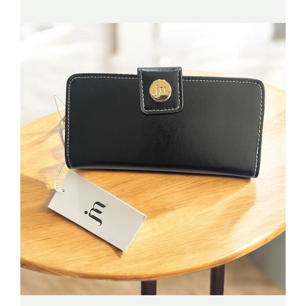NEW Jessica Moore JM-388BLT Textured Wallet Black